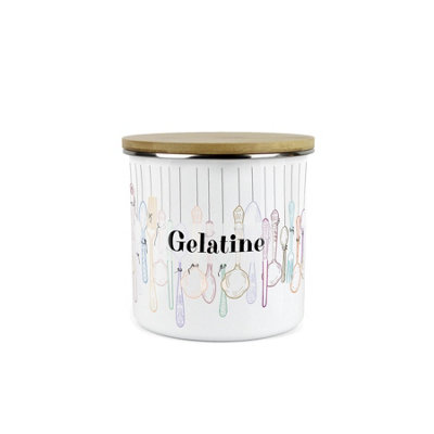 Purely Home Vintage Cutlery Gelatine CanisterWhite Metal Enamel Medium Sized Kitchen Food Storage Container from B&Q