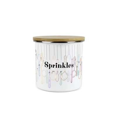 Purely Home Vintage Cutlery Cake Sprinkles CanisterWhite Metal Enamel Medium Sized Kitchen Food Storage Container from B&Q
