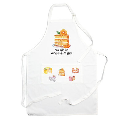 Purely Home Food Pun Novelty Kitchen Apron Cooking/baking GiftBake The World Batter Place from B&Q