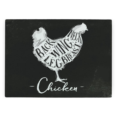 B&Q -  Chicken Diagram Worktop ProtectorLarge Textured Glass Chopping Board