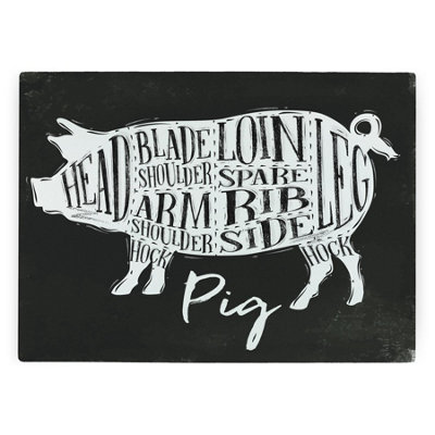 B&Q -  Pork Diagram Worktop ProtectorLarge Textured Glass Chopping Board