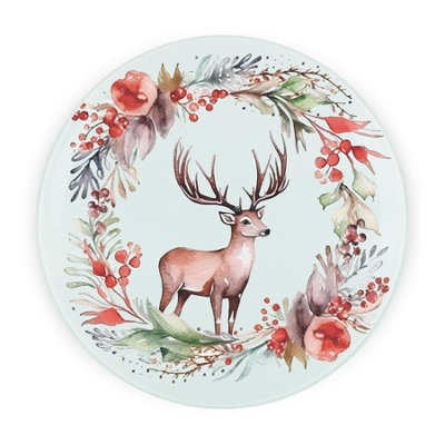 Purely Home Round Glass Deer Christmas Wreath Festive GiftTextured Kitchen Chopping Board from B&Q