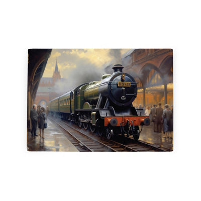 Purely Home Steam Train Worktop SaverSmall Textured Glass Chopping Board from B&Q