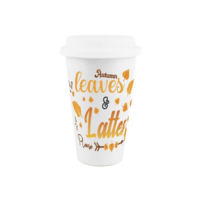 Autumn Leaves and Lattes Reusable Ceramic Travel Mug Gift - Image 3