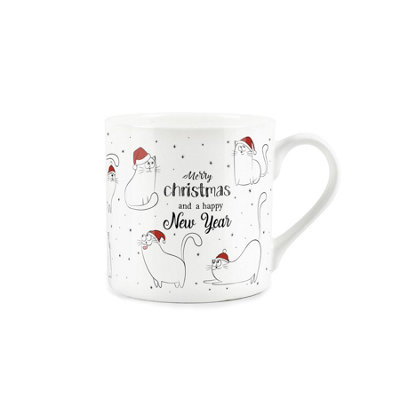 Purely Home Cat Christmas MugFestive Novelty Xmas GiftBone China Tea/coffee Cup from B&Q