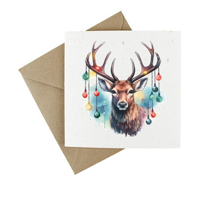 EasyEco Easy Eco Wildflower Reindeer Bauble Christmas CardsEco-Friendly And PlantablePack Of 10 from B&Q