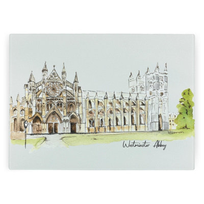 Purely Home Westminster Abbey Worktop Protector - Large Textured Glass Chopping Board - Neutral - Image 3