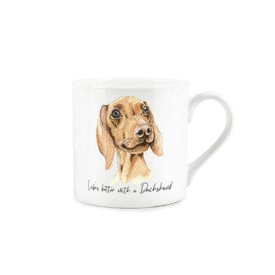 Purely Home Dachshund Portrait Bone China Mug - White - Image 3