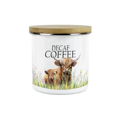 Purely HomeHighland Cow Mum & Calf Decaf Coffee Canister Kitchen Storage Jar (Large) from B&Q