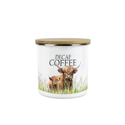 Purely HomeHighland Cow Mum & Calf Decaf Coffee CanisterKitchen Storage Jar (Medium) from B&Q