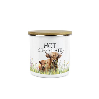 Purely HomeHighland Cow Mum & Calf Hot Chocolate CanisterKitchen Storage Jar (Medium) from B&Q
