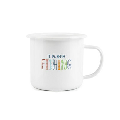 Purely Home Fishing Enamel MugI'd Rather Be Fishing Novelty Durable Hot Drinks Outdoor Cup For Travel Picnics Home Hiking from B&Q