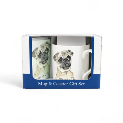 Pug Bone China Mug & Glass Coaster Gift Set - Presents for Dog Lovers - Image 3
