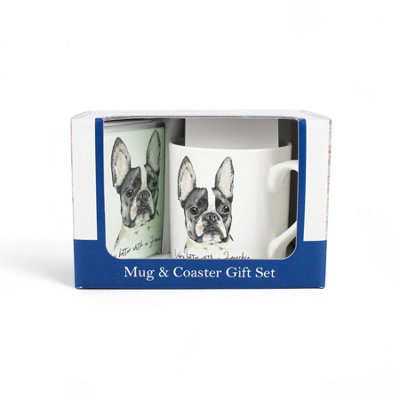 Purely Home French Bulldog Mug & Coaster Gift SetLifes Better With A FrenchieBone China Mug And Coaster SetPresent For Dog Lovers from B&Q