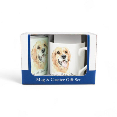 Golden Retriever Bone China Mug & Glass Coaster Gift Set -Present for Dog Lovers - Image 3
