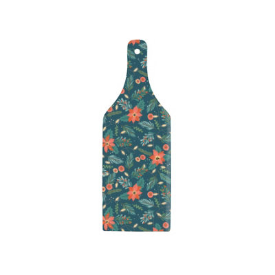 B&Q -  Christmas Flowers Bottle Serving BoardGlass Kitchenware Platter