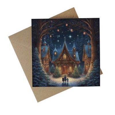 EasyEco Eco-Friendly Christmas CardsRecycled Card Plastic Free Xmas Greetings Cards GiftChristmas CottagePack Of 10 from B&Q