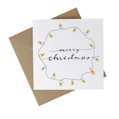 EasyEco Eco-Friendly Christmas CardsRecycled Card Plastic Free Xmas Greetings Cards GiftMerry Christmas Festive LightsPack Of 10 from B&Q