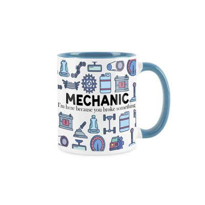 Purely Home Mechanic Gift MugTrades Funny Novelty Gift Blue Tea Coffee Gift Present Ceramic Mug from B&Q