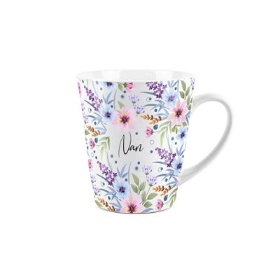 Purely Home Nan Gift MugBlue And Purple Floral Design Small Latte MugCeramic White Tea/coffee Present Gift from B&Q