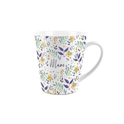 Purely Home Mum Gift MugYellow Floral Design Small Latte MugCeramic White Tea/coffee Present Gift from B&Q