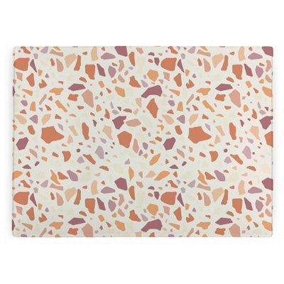 Purely Home Pink Terrazzo Glass Worktop SaverKitchen Cutting/chopping Board from B&Q