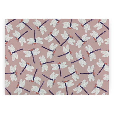 Purely Home Dragonflies Worktop ProtectorLarge Textured Glass Chopping Board from B&Q
