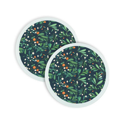 B&Q -  Round Botanical Christmas Mistletoe Worktop ProtectorsSet Of 2