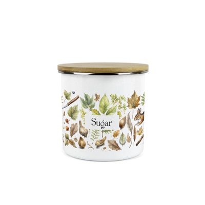 Purely Home Woodland Sugar Storage CanisterNature Outdoor Leaves Enamel Medium Sized Kitchen Food Storage Container from B&Q