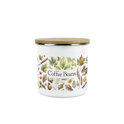 Purely Home Woodland Coffee Beans Storage CanisterNature Outdoor Leaves Enamel Medium Sized Kitchen Food Storage Container from B&Q
