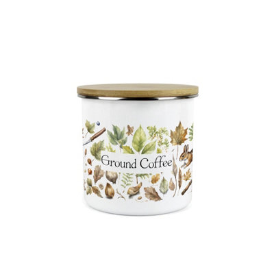 Purely Home Woodland Ground Coffee Storage CanisterNature Outdoor Leaves Enamel Medium Sized Kitchen Food Storage Container from B&Q