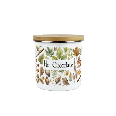 Purely Home Woodland Hot Chocolate Storage CanisterNature Outdoor Leaves Enamel Medium Sized Kitchen Food Storage Container from B&Q