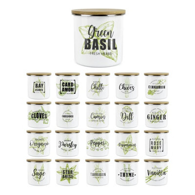 Purely Home Green Herbs & Spices Storage CanistersCooking Herbs Metal Enamel Food Airtight Storage Containers