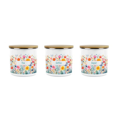 Purely HomeBright FloralsTeaCoffee & Sugar Canisters Kitchen Storage Jars (Medium) from B&Q