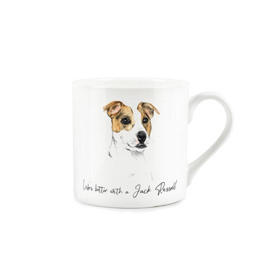Purely Home Jack Russell Portrait Bone China Mug - White - Image 3