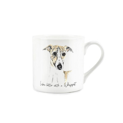 Purely Home Whippet MugLifes Better With A Whippet Bone China White MugTea/coffee Gift For Dog Lovers from B&Q