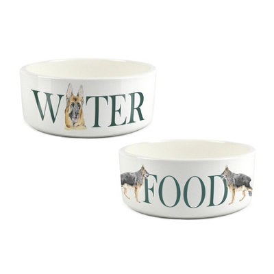 Purely Home German Shepherd Food & Water Bowl Set By Rhiannon Chauncey from B&Q