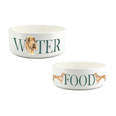 Purely Home Dachshund Food & Water Bowl Set By Rhiannon Chauncey from B&Q