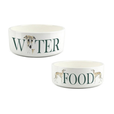 Purely Home Whippet Food & Water Bowl Set By Rhiannon Chauncey from B&Q
