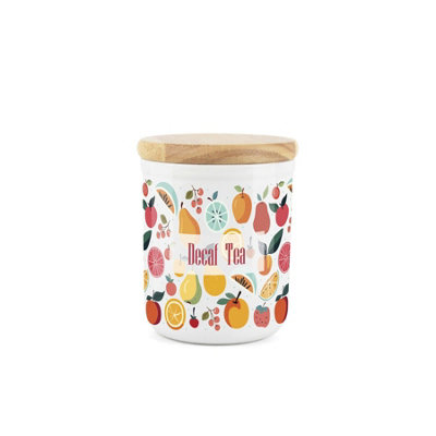 Purely Home Small Ceramic Decaf Tea Storage CanisterAbstract Fruit Print Ceramic Small Sized Kitchen Storage Container 400Ml (11Cm X 9Cm) from B&Q