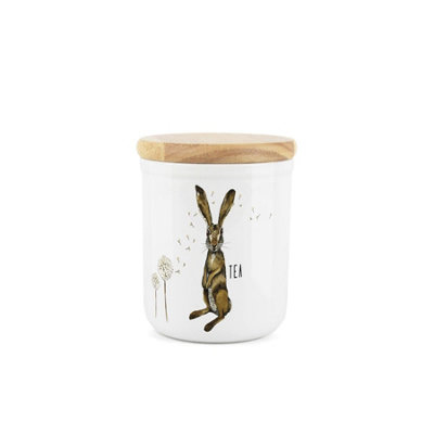 Purely Home Small Ceramic Tea Storage CanisterHares And Dandelions Ceramic Small Sized Kitchen Storage Container 400Ml (11Cm X 9Cm) from B&Q