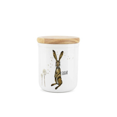 Purely Home Small Ceramic Sugar Storage CanisterHares And Dandelions Ceramic Small Sized Kitchen Storage Container 400Ml (11Cm X 9Cm) from B&Q