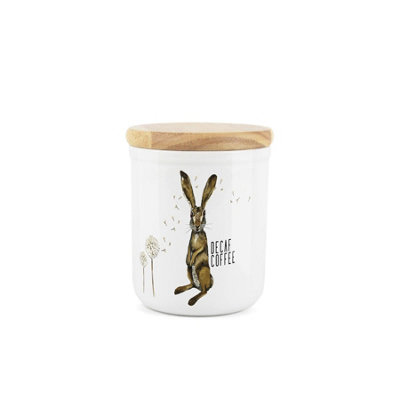 Purely Home Small Ceramic Decaf Coffee Storage CanisterHares And Dandelions Small Sized Kitchen Storage Container 400Ml (11Cm X 9Cm) from B&Q