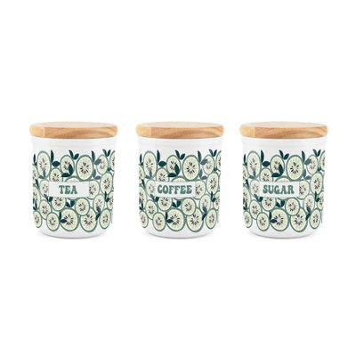 Purely Home Lime TeaCoffee And Sugar Canister SetSmall Ceramic Kitchen Storage Container 400Ml (11Cm X 9Cm) from B&Q