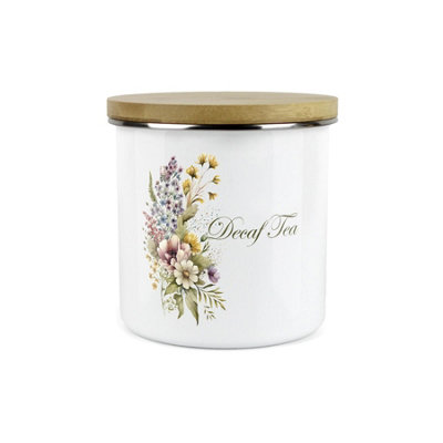 Purely Home Floral Bouquet Kitchen Decaf Tea CanisterFloral Nature Metal Enamel Hot Drinks Storage Container from B&Q