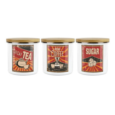 Purely HomeRetro Decaf TeaDecaf Coffee & Sugar Canister SetKitchen Storage Jars (Large) from B&Q