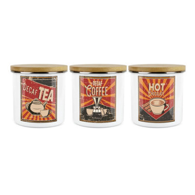 Purely HomeRetro Decaf TeaDecaf Coffee & Hot Chocolate Canister SetKitchen Storage Jars (Large) from B&Q