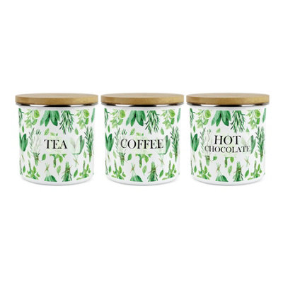 Purely Home Green/Black - Kitchen Herbs Tea, Coffee & Hot Chocolate Canisters - Kitchen Storage Jars ) Large