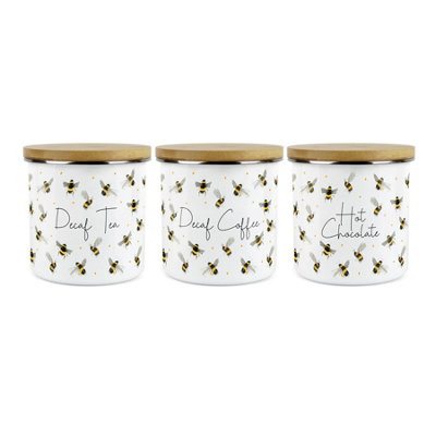 Purely HomeScattered BeesDecaf TeaDecaf Coffee & Hot Chocolate CanistersKitchen Storage Jar (Large) from B&Q