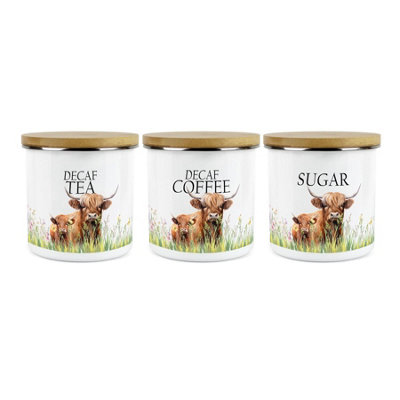 Purely HomeHighland Cow Mum & Calf Decaf TeaDecaf Coffee & Sugar Canisters Kitchen Storage Jars (Large) from B&Q